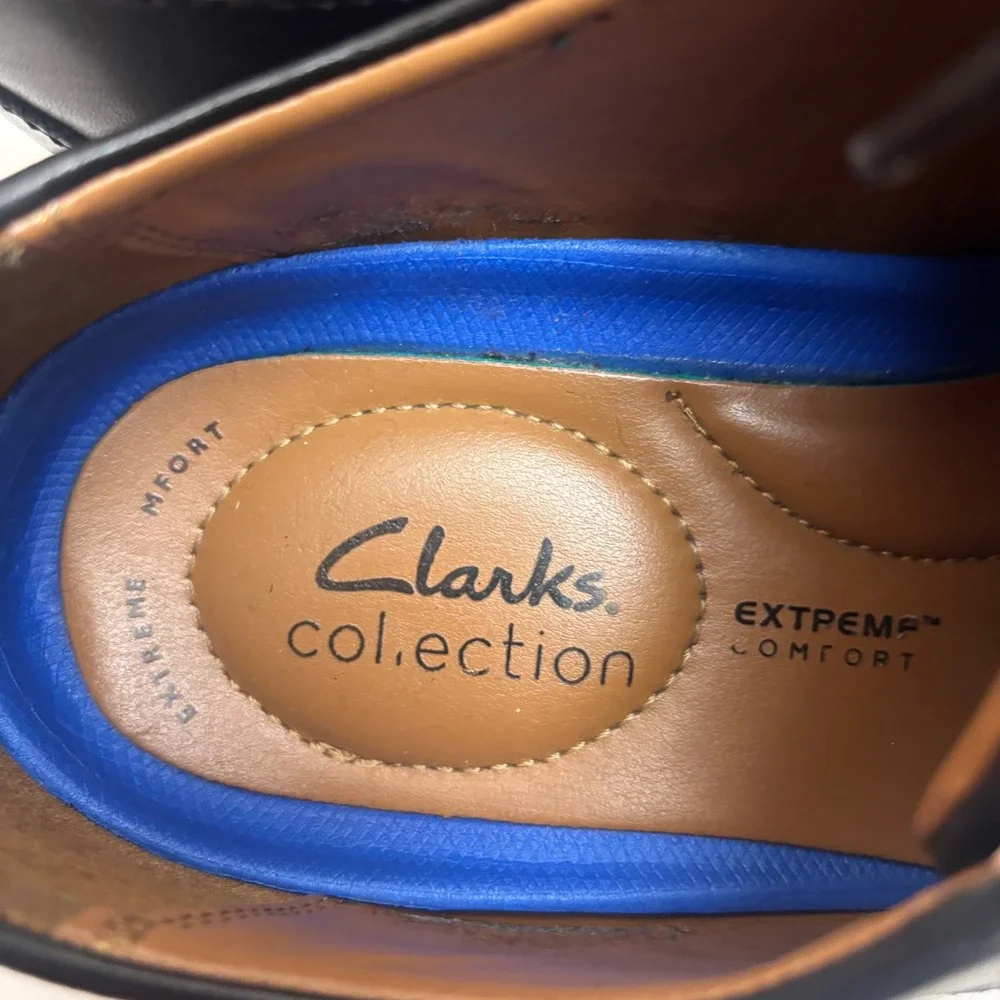 Clarks Collection Mens Black Leather Cap Toe Oxford Shoes 261529127100 Size 11 M